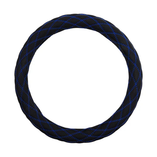 18" Steering Wheel Cover Black/Blue Stitch