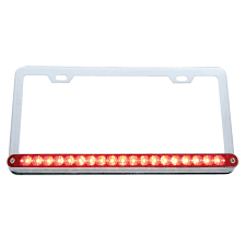 License Plate Frame with Red Light Bar